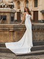 Moonlight Collection J6814 all ivory regal crepe with sequin lace appliques mermaid gown with V-neck and cap sleeves Moonlight Collection J6814 all ivory regal crepe with sequin lace appliques mermaid gown with V-neck and cap sleeves