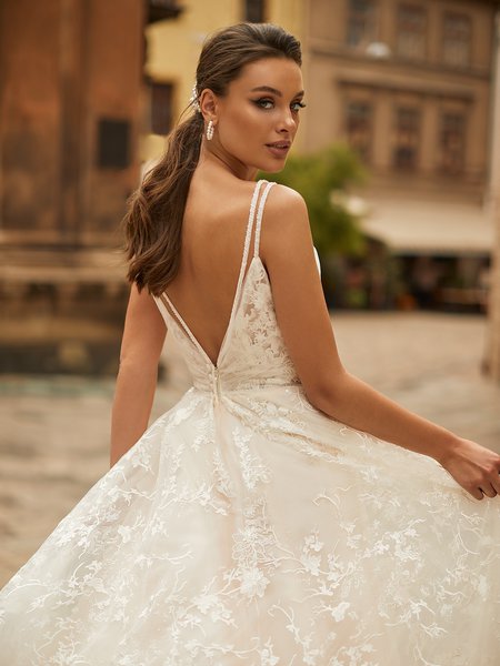 Moonlight Collection J6816 sexy strappy illusion V-back with double beaded straps and beaded belt A-line bridal gown Moonlight Collection J6816 sexy strappy illusion V-back with double beaded straps and beaded belt A-line bridal gown