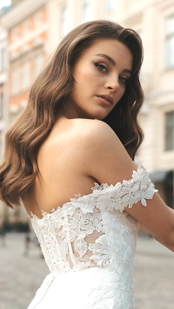 Moonlight Collection J6819 classic sweetheart and illusion open back net mermaid gown with lace appliques and scalloped lace train Moonlight Collection J6819 classic sweetheart and illusion open back net mermaid gown with lace appliques and scalloped lace train