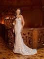 Moonlight Collection J6822 Shimmer Strapless Sweetheart Mermaid Wedding Dress With Scattered Embroidered Leaf Lace Appliques