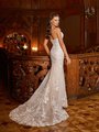 Moonlight Collection J6822 Strapless Open Back Bridal Gown With Sheer Sparkle Floral Chapel Train With Buttons Along Zipper