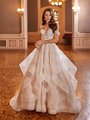 Moonlight Collection J6823 Sparkle Floral Embroidered Cascading Skirt A-Line Wedding Dress With Sweetheart Neckline and Swag Sleeves