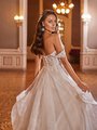 Moonlight Collection J6823 Floral Lace Bodice Open Back Wedding Dress With Buttons Along Zipper And Floral Lace Swag Sleeves Moonlight Collection J6823 Floral Lace Bodice Open Back Wedding Dress With Buttons Along Zipper And Floral Lace Swag Sleeves