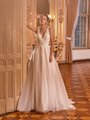 Moonlight Collection J6825 Full A-Line Sparkle Tulle Halter V-Neck Wedding Dress With Floral Lace Bodice And Straps Moonlight Collection J6825 Full A-Line Sparkle Tulle Halter V-Neck Wedding Dress With Floral Lace Bodice And Straps