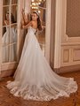 Moonlight Collection J6827 Sheer Strapless Open Back Bridal Gown With Buttons Along Zipper And Long Sheer Lace Trimmed Train