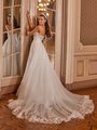 Moonlight Collection J6827 Sheer Strapless Open Back Bridal Gown With Buttons Along Zipper And Long Sheer Lace Trimmed Train Moonlight Collection J6827 Sheer Strapless Open Back Bridal Gown With Buttons Along Zipper And Long Sheer Lace Trimmed Train