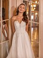 Moonlight Collection J6827 Sparkly Beaded Filigree Lace Strapless Pointed Bust Wedding Dress With Narrow Illusion Plunge Moonlight Collection J6827 Sparkly Beaded Filigree Lace Strapless Pointed Bust Wedding Dress With Narrow Illusion Plunge
