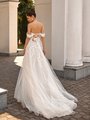 Moonlight Collection J6831 Beautiful Open Lace-Up Back Tulle and Organza Full A-Line Dress with Sweep Train Moonlight Collection J6831 Beautiful Open Lace-Up Back Tulle and Organza Full A-Line Dress with Sweep Train