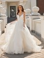 Moonlight Collection J6832 Mixed Fabric Deep Sweetheart Ball Gown with Cascades