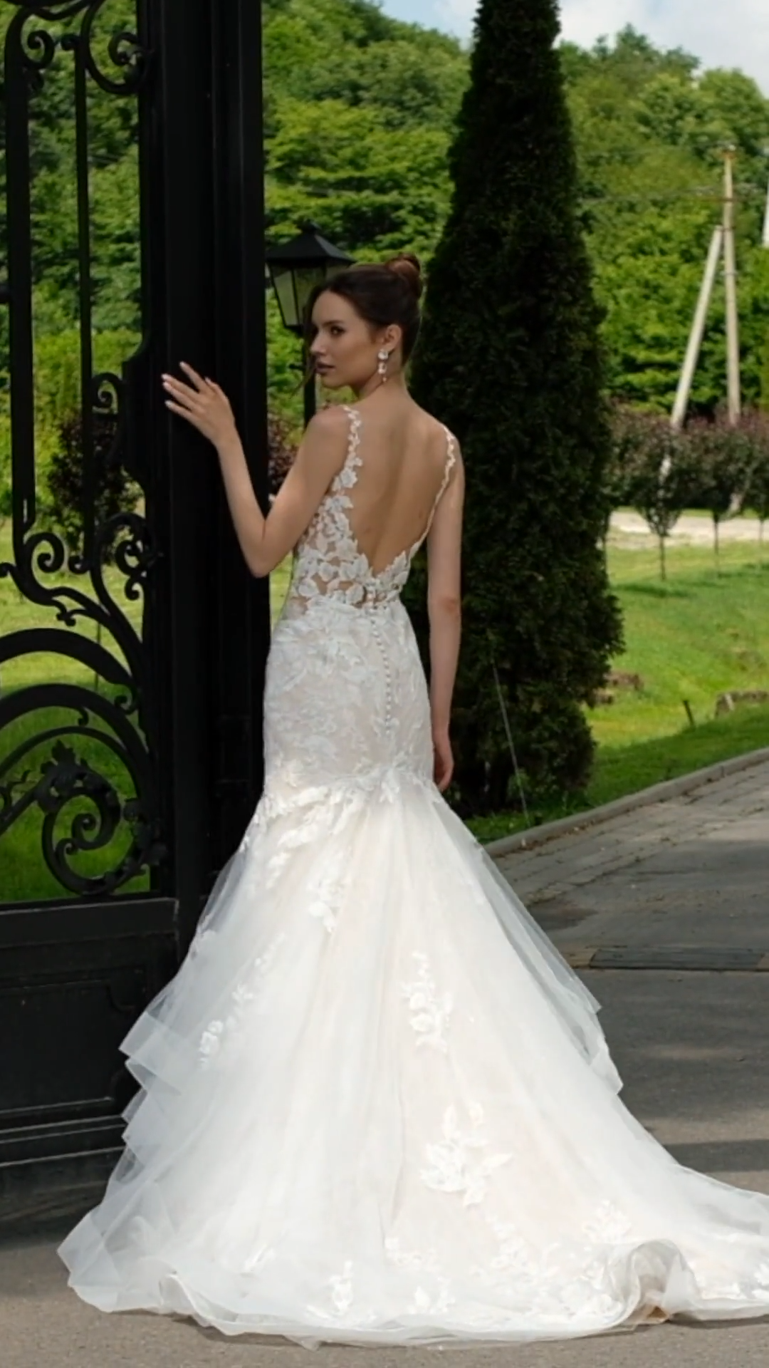 Moonlight Collection J6838 Deep V-Neck and Illusion V-Back Mermaid with Cascades Moonlight Collection J6838 Deep V-Neck and Illusion V-Back Mermaid with Cascades