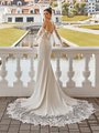 Lace Appliques and Crepe Mermaid with Cutout Lace Train and Detachable Sleeves Moonlight Collection J6839