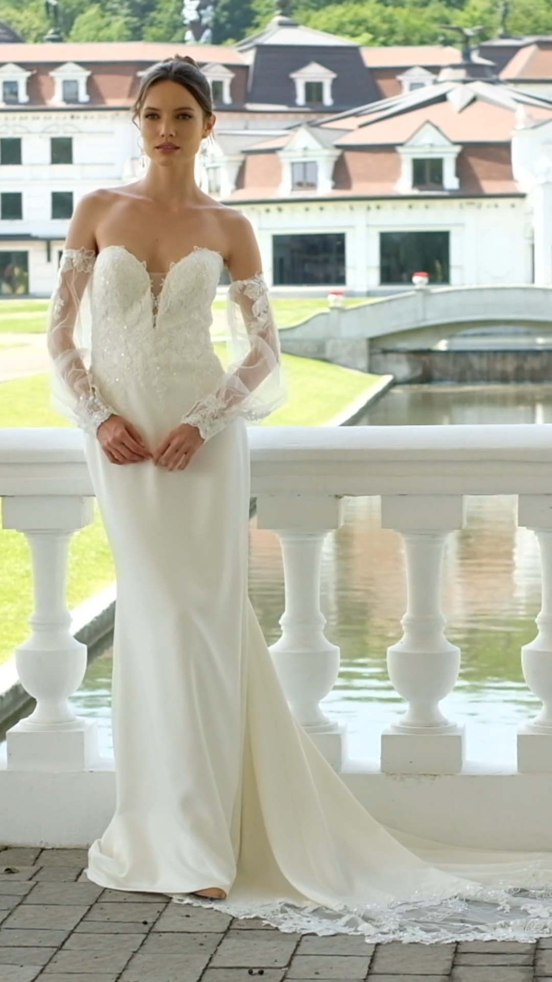 Moonlight Collection J6839 Detachable Long Bishop Sleeves Sweetheart Neckline Mermaid