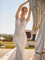 Lace Appliques over Net Mermaid Wedding Dress Moonlight Collection J6840