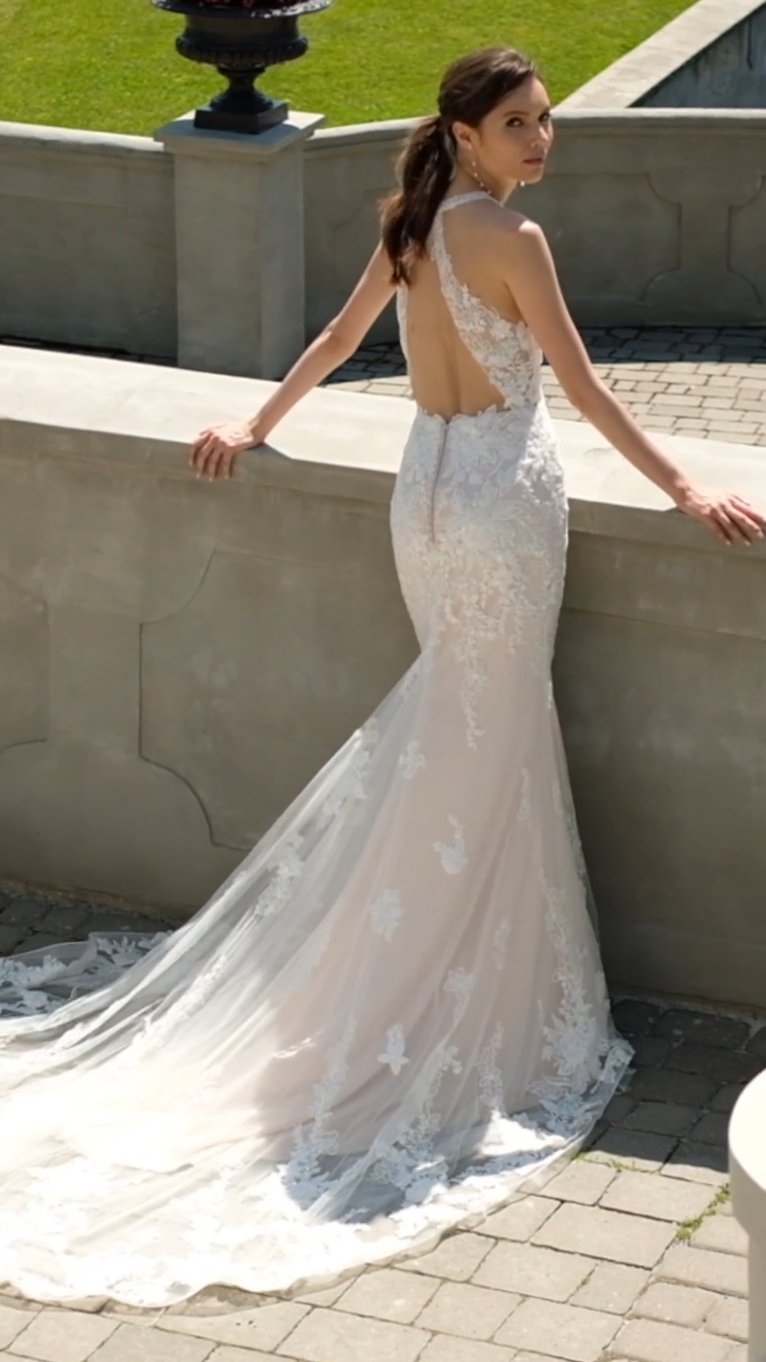 Beautiful Halter Neck and Keyhole Back Mermaid Gown with Thin Horsehair Trim Hem Moonlight Collection J6840 Beautiful Halter Neck and Keyhole Back Mermaid Gown with Thin Horsehair Trim Hem Moonlight Collection J6840