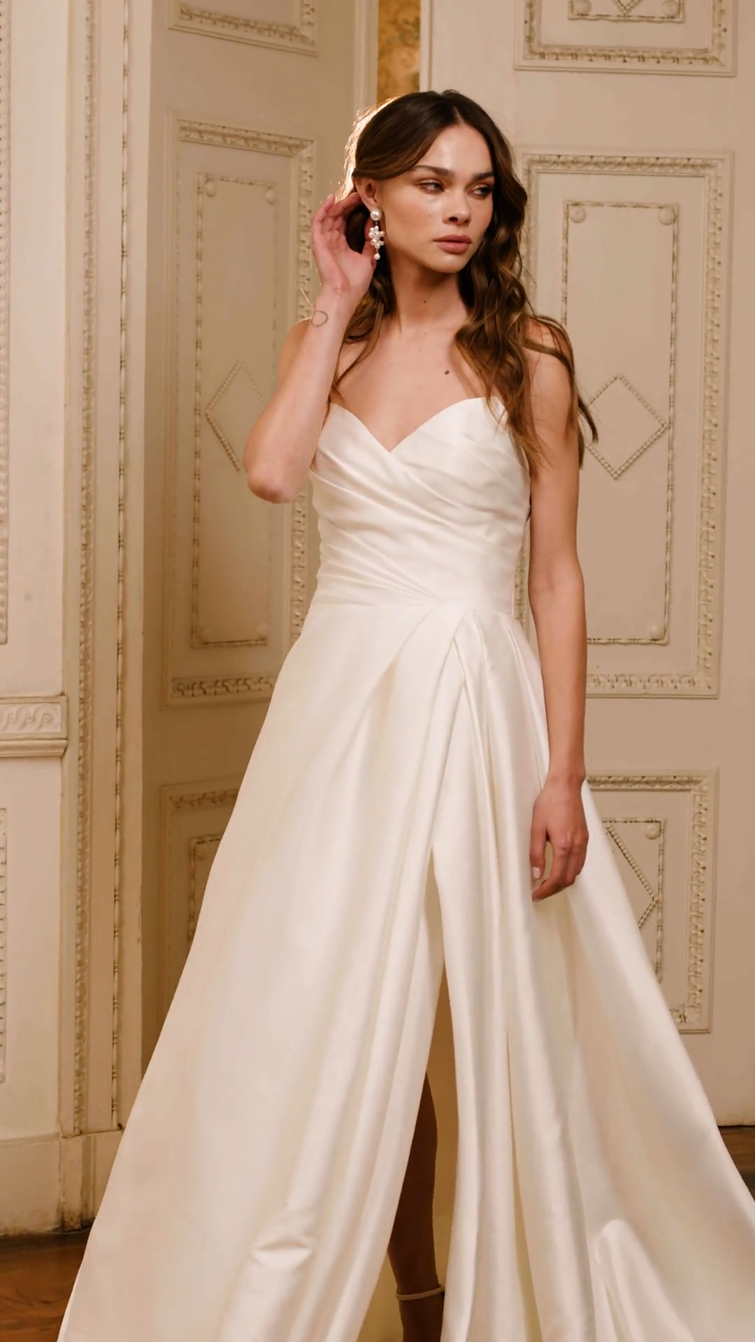 Sexy Mikado A-line Wedding Dress With Leg Slit Moonlight Collection J6852