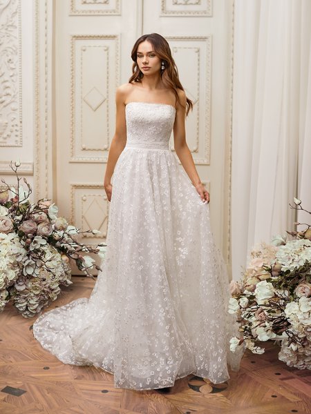 Moonlight Collection J6856 Strapless Straight Neckline A-Line Gown Perfect for Garden Wedding