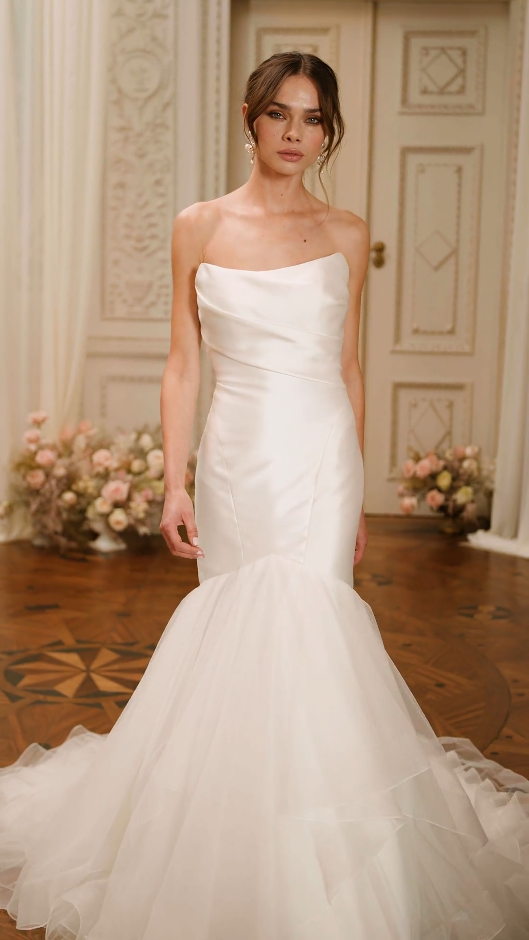 Moonlight Collection J6859 Mixed Fabric Modern Mermaid Wedding Dress With Soft Scoop Neckline
