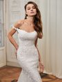 Moonlight Collection J6860 Tulle and Chantilly Lace Off-Shoulder Mermaid with Lace Appliuques and 3D Floral Motifs Moonlight Collection J6860 Tulle and Chantilly Lace Off-Shoulder Mermaid with Lace Appliuques and 3D Floral Motifs