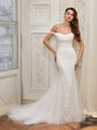 Moonlight Collection J6860 Sexy Off-Shoulder Tulle and Chantilly Lace Mermaid with Godets