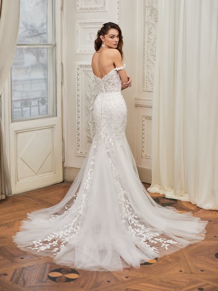 Off-Shoulder Back with Cap Sleeves Mermaid with Chapel Train Moonlight Collection J6860 Off-Shoulder Back with Cap Sleeves Mermaid with Chapel Train Moonlight Collection J6860