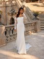 Moonlight Collection J6871 Crepe Back Satin Strapless Scoop Neck Mermaid with Detachable Off-Shoulder Long Illusion Sleeves Included