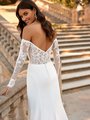 Moonlight Collection J6871 Re-Embroidered Lace Appliques Covered Net Illusion V-Back and Crepe Back Satin Mermaid Wedding Gown