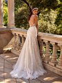 Moonlight Collection J6872 Sexy Bateau Illusion Back Wedding Dress with Lace Appliques and Crystal Buttons