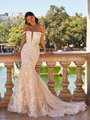 Moonlight Collection J6874 Sequin Mixed Lace Off-Shoulder Mermaid Wedding Gown With Drop Waistline