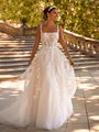 Moonlight Collection J6875 Breathtaking Full A-Line Lace Appliques over Soft Tulle Wedding Gown with Sheer Square Neck Bodice