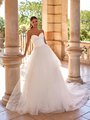 Moonlight Collection J6879 Strapless Satin Sweetheart A-Line Wedding Dress with Horsehair Trim Cascade Tulle Hem Moonlight Collection J6879 Strapless Satin Sweetheart A-Line Wedding Dress with Horsehair Trim Cascade Tulle Hem