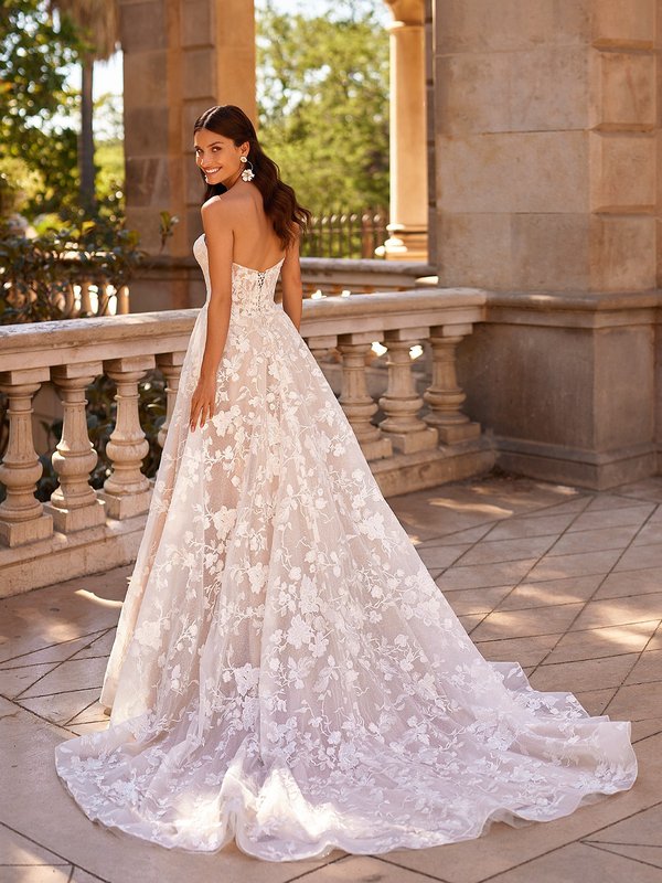 Strapless Sweetheart A-Line Gown With Bishop Sleeves
