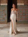 Sexy Unlined Strapless Sweetheart with Illusion Inset Crepe Mermaid with Front Slit Moonlight Collection J6891