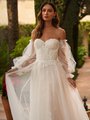 Eye-Catching Detachable Illusion Off-Shoulder Long Puff Sleeves A-Line Weding Gown Moonlight Collection J6894