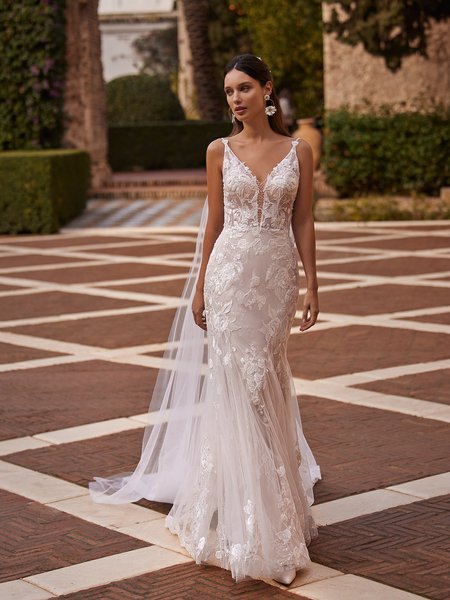 Moonlight Collection J6896 Figure-Flattering Deep V-Neck with Illusion Inset Mermaid with Beaded Straps Moonlight Collection J6896 Figure-Flattering Deep V-Neck with Illusion Inset Mermaid with Beaded Straps