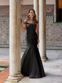 Off-The-Shoulder Black Mikado Mermaid with Ruched Bodice Moonlight Collection Style J6898