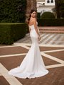 Classic Open Back Satin Mermaid with Buttons Along Zipper and Sweep Train Moonlight Collection Style J6900