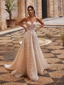Moonlight Collection J6901 Sparkly Corded Embroidered Beaded Tulle Strapless Sweetheart A-Line with Couture Bow at Waist Moonlight Collection J6901 Sparkly Corded Embroidered Beaded Tulle Strapless Sweetheart A-Line with Couture Bow at Waist