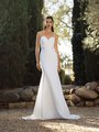 Moonlight Collection J6941 Regal Crepe and Embellished Lace Appliques Ivory Mermaid Bridal Gown 