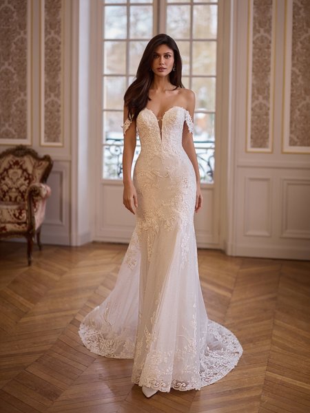 Moonlight Collection J7011 affordable wedding dresses with low backs and beading