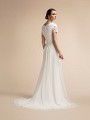 Temple Ready A-line Bridal Dress with Lined Scoop Back and Short Train Moonlight M2021
