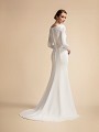 Satin Bateau Back Mermaid Bridal Gown with Short Train Moonlight M2022 Satin Bateau Back Mermaid Bridal Gown with Short Train Moonlight M2022
