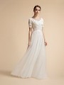 T-shirt Sleeve Lace Modest Wedding Dress with Dreamy Tulle Skirt Moonlight M2023
