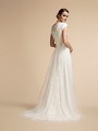 Lace Modest Wedding Dress with Bateau Back and Sweep Train Moonlight M2024 Lace Modest Wedding Dress with Bateau Back and Sweep Train Moonlight M2024