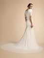 Temple Ready Chiffon Wedding Dress with See-through Chapel Train Moonlight M2025 Temple Ready Chiffon Wedding Dress with See-through Chapel Train Moonlight M2025