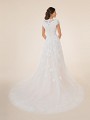 Modest lace princess wedding dress with see-through jewel neckline back Modest lace princess wedding dress with see-through jewel neckline back