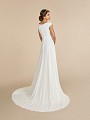 A-line wedding dress with detailed lace bateau back and buttons with loops along back to the end of the train