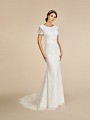 Beautiful lace illusion short sleeve temple ready wedding dress with lined cap sleeve