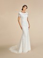 Beautiful lace illusion short sleeve temple ready wedding dress with lined cap sleeve Beautiful lace illusion short sleeve temple ready wedding dress with lined cap sleeve
