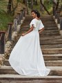 Moonlight Modest M5032 Temple Ready Bateau Bridal Gown Back With Buttons Along Zipper To End of Sweep Train