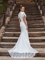 Moonlight Modest M5035 Temple Ready Illusion Bateau Back Bridal Gown With Buttons Along Zipper And See-Through Lace Train Moonlight Modest M5035 Temple Ready Illusion Bateau Back Bridal Gown With Buttons Along Zipper And See-Through Lace Train